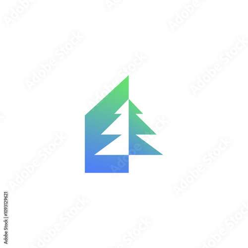 pine tree house logo vector icon. pine design with home