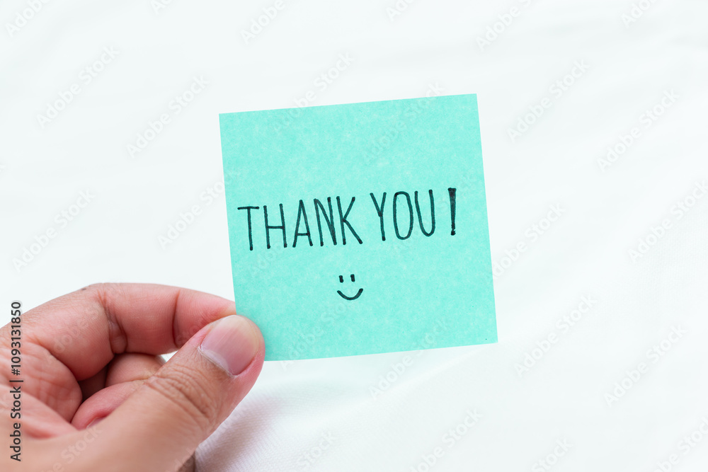 Thank you note from business meeting office space image professional environment close-up view gratitude concept Thank you note from business meeting office space image professional environment close-up view gratitude concept