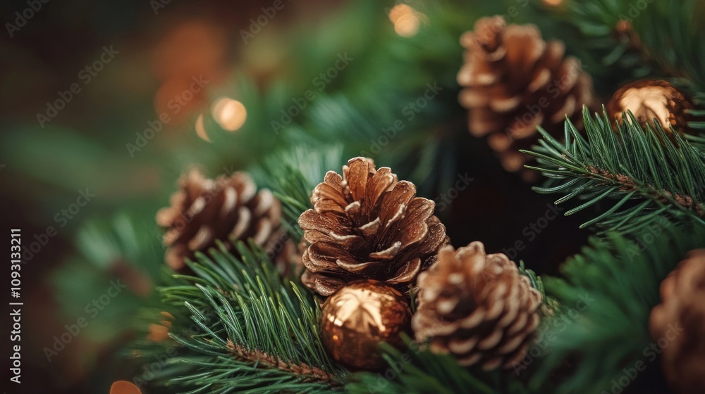 Festive Wreath with Pine Cones and Ornaments Festive Wreath with Pine Cones and Ornaments