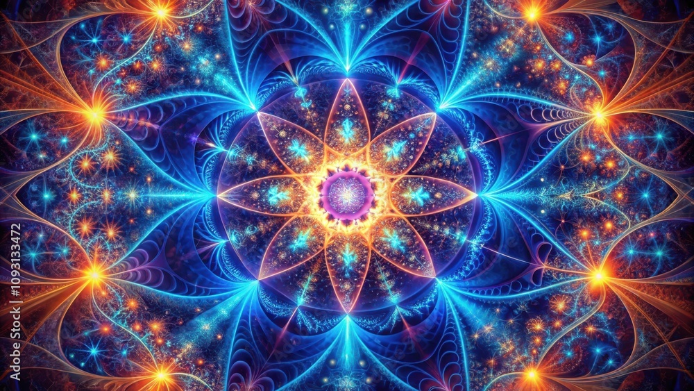 A mesmerizing fractal pattern of intricate, swirling lines and glowing stars, creating a captivating symphony of colors. A mesmerizing fractal pattern of intricate, swirling lines and glowing stars, creating a captivating symphony of colors.
