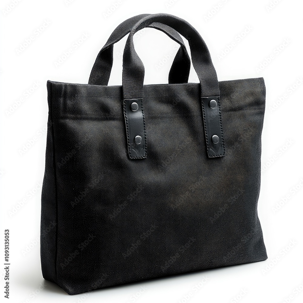 Canvas bag. Model of a black eco-friendly cotton bag with handles isolated on a white background. Black eco bag template. Canvas bag. Model of a black eco-friendly cotton bag with handles isolated on a white background. Black eco bag template.