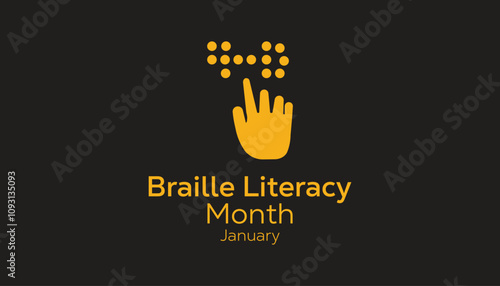 National Braille Literacy Month observed each year during January. Healthcare Medical Awareness concept. Vector template for banner, greeting card, poster with background.