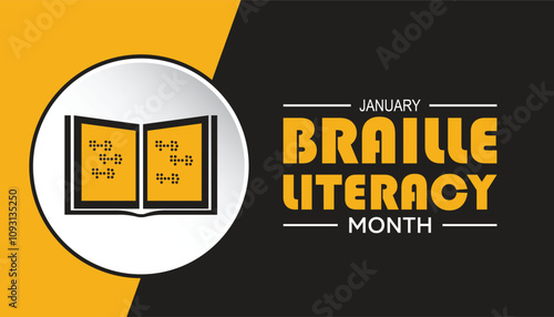 National Braille Literacy Month observed each year during January. Healthcare Medical Awareness concept. Vector template for banner, greeting card, poster with background.
