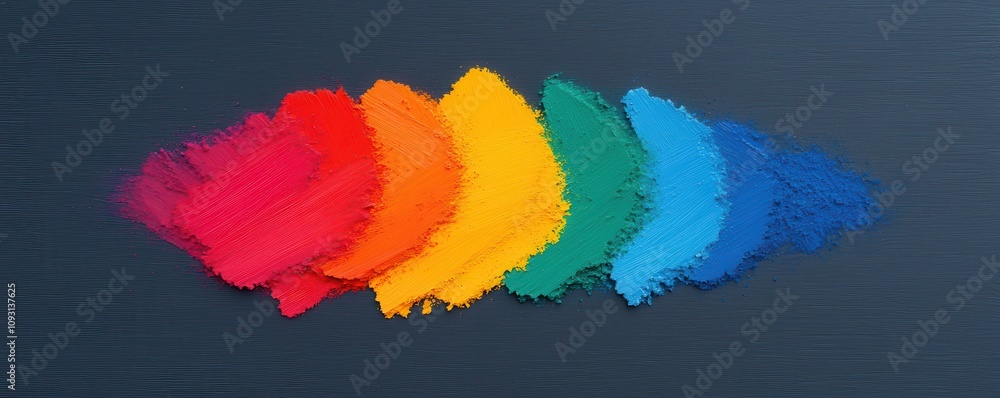 A vibrant array of colored powders arranged in a gradient, showcasing shades from red to blue against a dark background. A vibrant array of colored powders arranged in a gradient, showcasing shades from red to blue against a dark background.