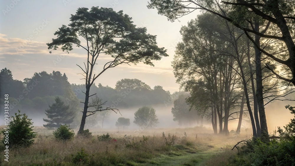 Misty Morning in the Woods soft light envelops misty woods scene, soft focus, natural ambiance, peaceful woods, wooded landscape Misty Morning in the Woods soft light envelops misty woods scene, soft focus, natural ambiance, peaceful woods, wooded landscape