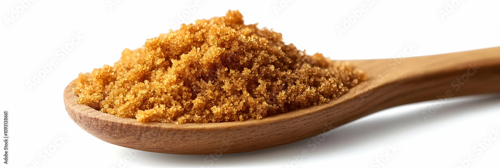 Photo of Brown Sugar in Wooden Spoon Photo of Brown Sugar in Wooden Spoon