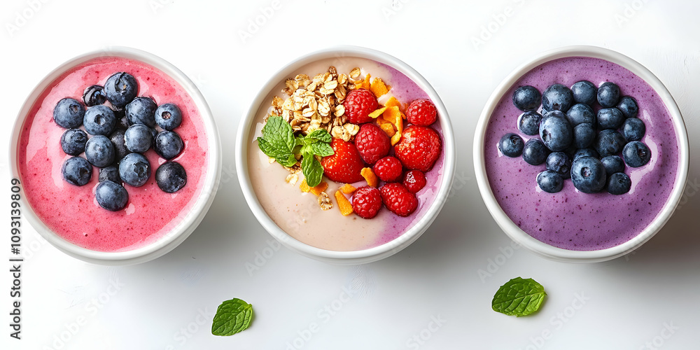 Photo, Blueberry Raspberry Strawberry Granola Yogurt Bowls Photo, Blueberry Raspberry Strawberry Granola Yogurt Bowls