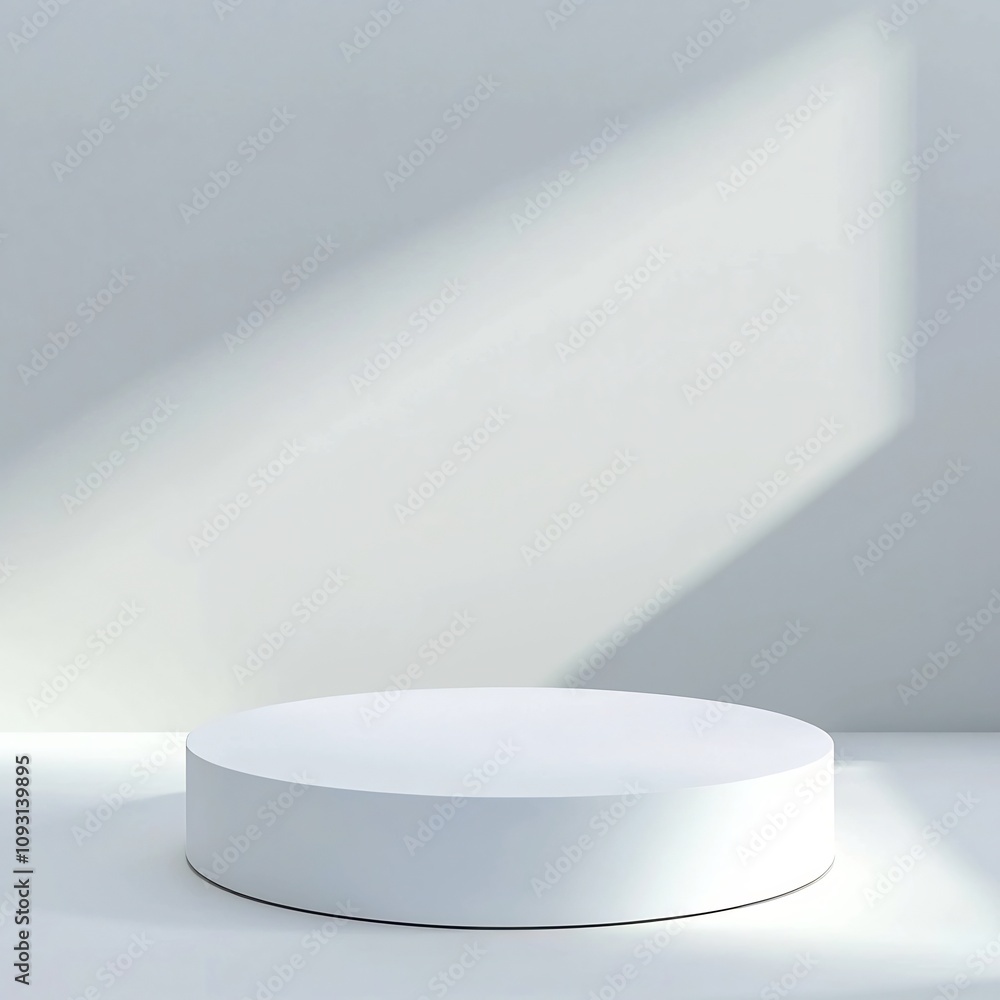Glowing White Minimalist Podium on Seamless Background for Sleek Product Presentations Glowing White Minimalist Podium on Seamless Background for Sleek Product Presentations
