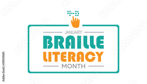 National Braille Literacy Month observed each year during January. Healthcare Medical Awareness concept. Vector template for banner, greeting card, poster with background.