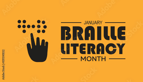 National Braille Literacy Month observed each year during January. Healthcare Medical Awareness concept. Vector template for banner, greeting card, poster with background.