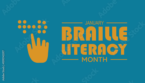 National Braille Literacy Month observed each year during January. Healthcare Medical Awareness concept. Vector template for banner, greeting card, poster with background.