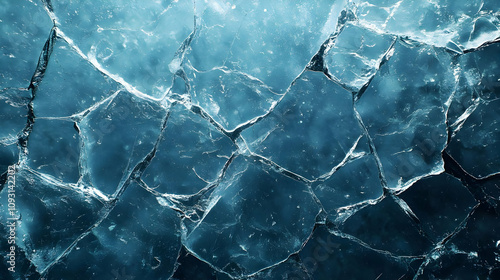 Photo - Cracked Ice Surface Texture Abstract Background