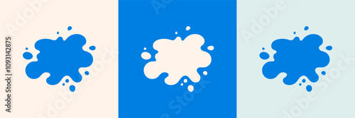 Logo for milk production. Fresh natural dairy product from cow's milk. Agriculture. Farmer. Blot splash for design, brand, textile printing. Vector illustration. Yogurt. Baby food. Health.