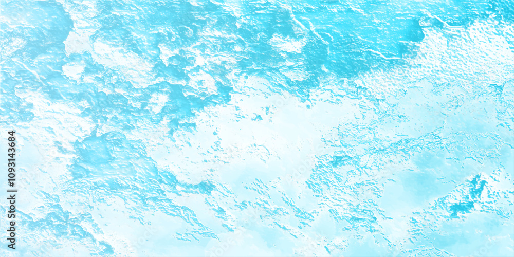 Fototapeta premium sunny sky blue light watercolor background. Aquarelle painting brush effect card paper textured canvas cloudy smoke space for text, entertaining card, template. aquamarine color graphics illustration