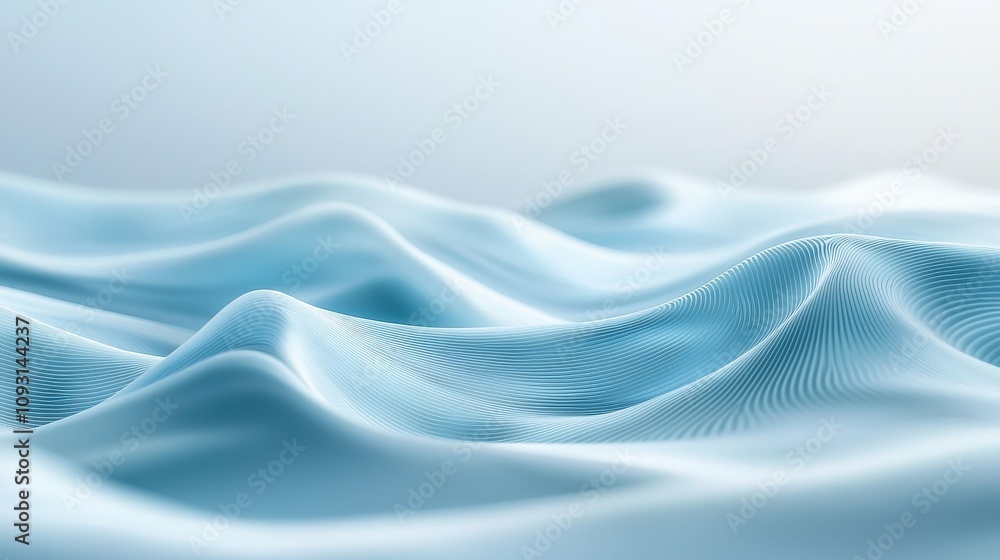 Obraz premium A serene image of soft, flowing blue fabric with gentle waves, creating a calm and tranquil atmosphere.