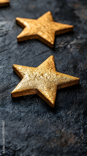 Photo Golden Stars on Dark Textured Background