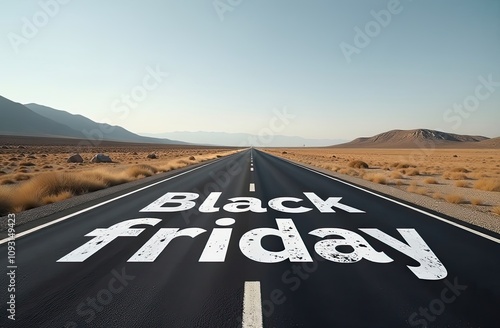 Black Friday road sign in a desert landscape during daylight hours photo