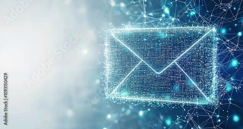 Email concept with blurred city abstract lights background , isolated on white background,  , copy space, copy space for text,