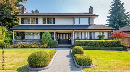 Luxury Suburban Home with Landscaped Garden photo