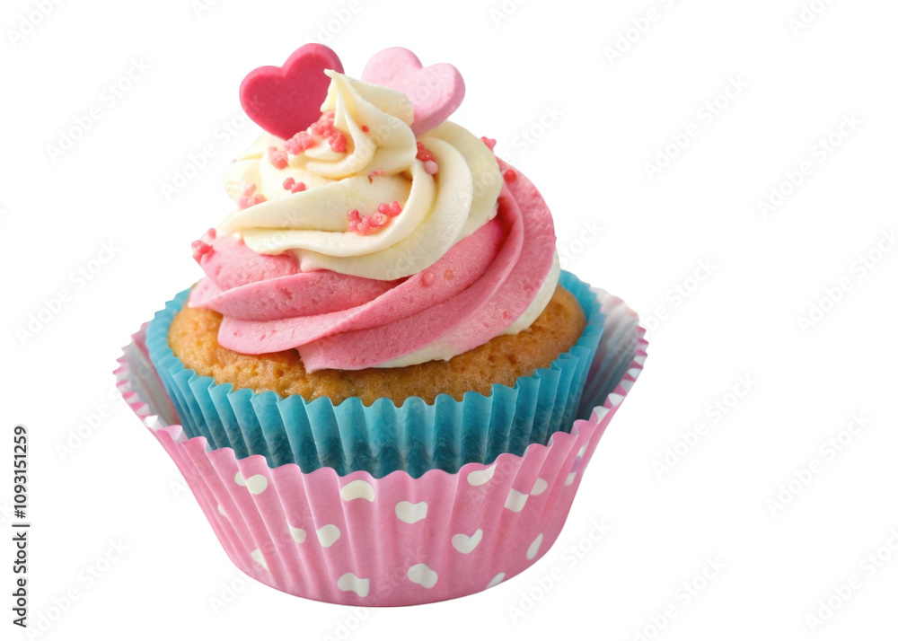Cupcake with pink frosting isolated on transparent background Cupcake with pink frosting isolated on transparent background