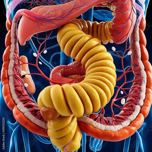 human gut details for medical education wallpaper illustration photo