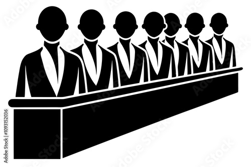 Jury Box Silhouette - Row of People Symbolizing a Jury Vector Design