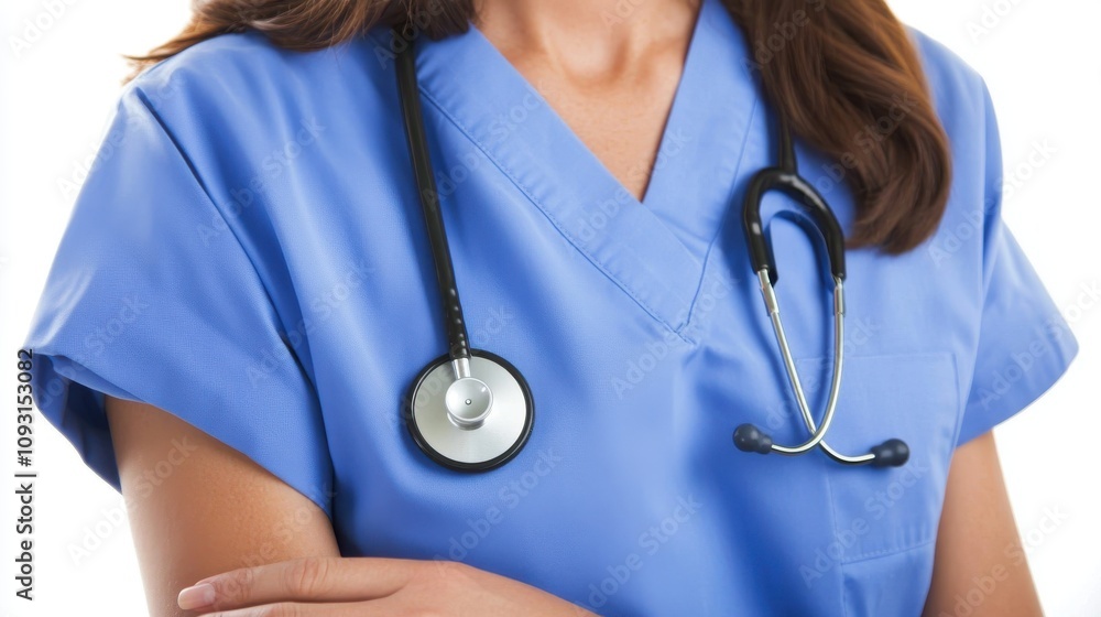Nurse Administering Injection to Patient in White Space Nurse Administering Injection to Patient in White Space