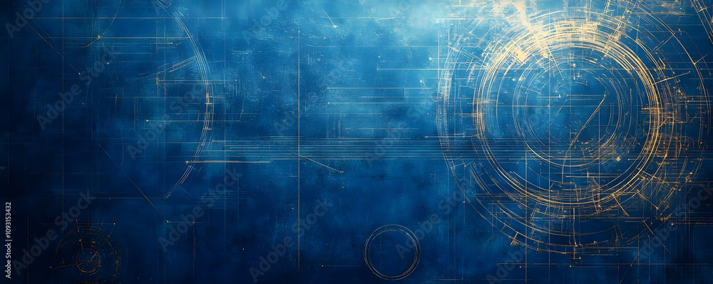 Obraz premium Abstract Background-Blue and Gold Geometric Pattern Illustration