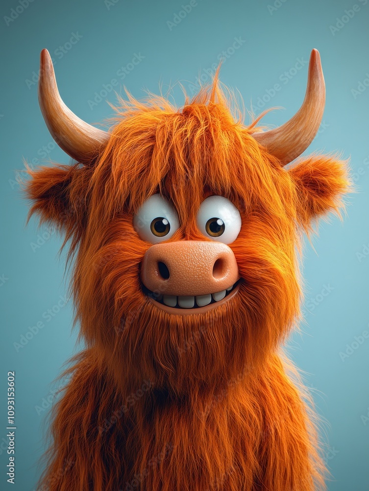 Portrait of Scottish Sweetness: The Charming Cow. AI generated image Portrait of Scottish Sweetness: The Charming Cow. AI generated image