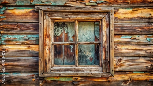 Wallpaper Mural A weathered window framed by wooden planks, showcasing the passage of time and the beauty of natural decay. Torontodigital.ca