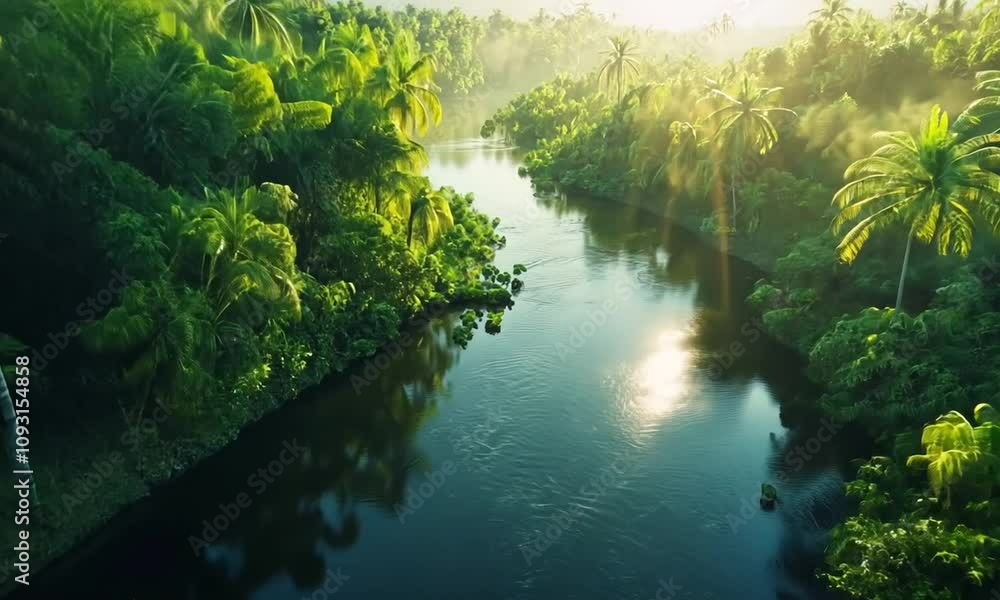 Lush green tropical rainforest with river. Lush green tropical rainforest with river.