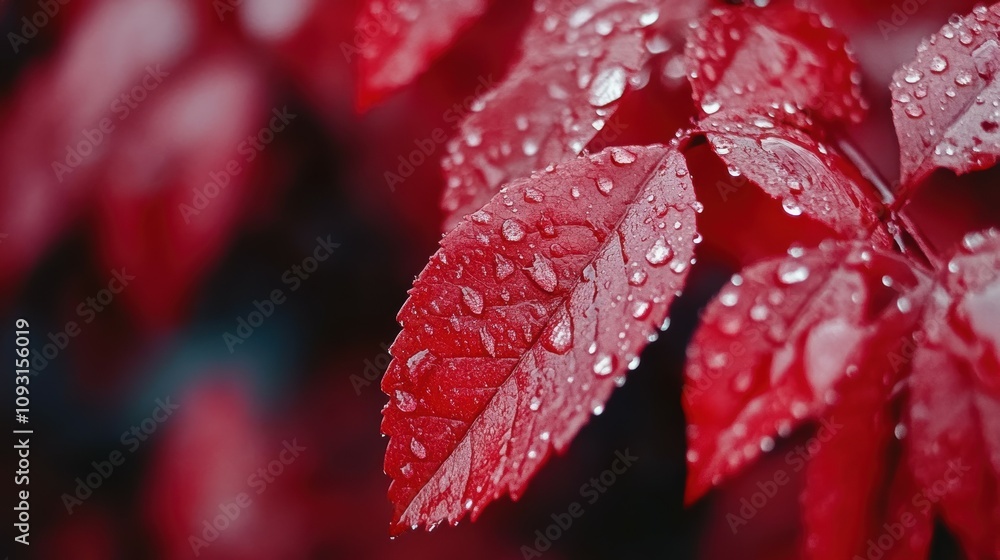 Raindrops falling on a red leaf nature closeup outdoor environment natural beauty macro viewpoint colorful detail Raindrops falling on a red leaf nature closeup outdoor environment natural beauty macro viewpoint colorful detail