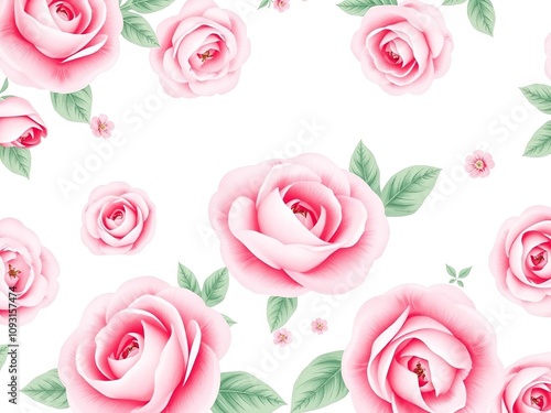 Soft Pink Floral Pattern on White Background with Large Roses, soft pink flowers, pink floral wallpaper