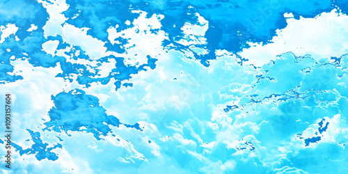 	
sunny sky blue light watercolor background. Aquarelle painting brush effect card paper textured canvas cloudy smoke space for text, entertaining card, template. aquamarine color graphics illustratio