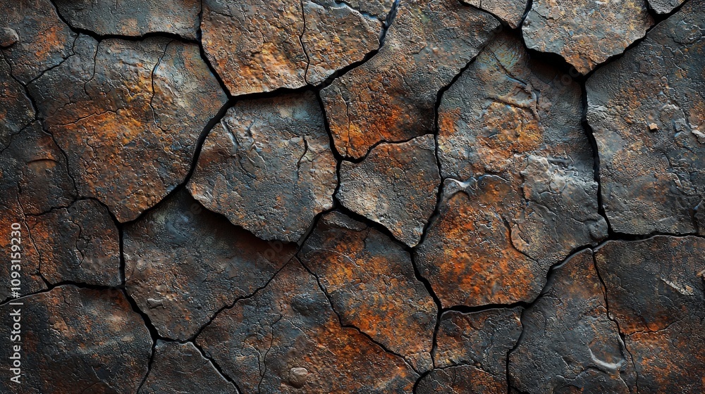 A dark, cracked surface image showing large pieces separated by deep fissures, creating a striking pattern of contrast between shadow and light in varied textures. A dark, cracked surface image showing large pieces separated by deep fissures, creating a striking pattern of contrast between shadow and light in varied textures.