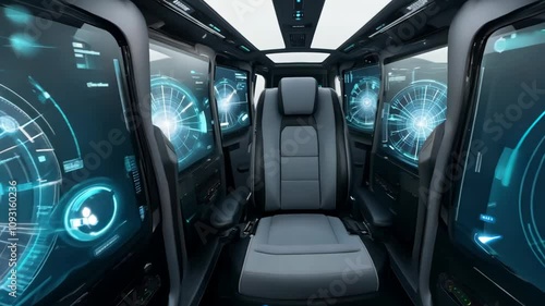 Wallpaper Mural Futuristic interior design showcasing advanced technology in a sleek vehicle with interactive displays Torontodigital.ca