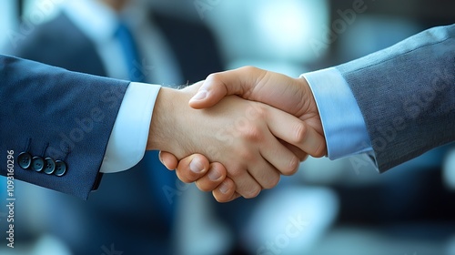 Businessman shaking hands with executive on office