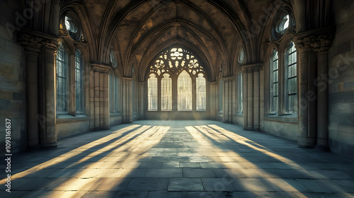 Gothic Architecture Photo - Sunlight Streaming through Arched Windows