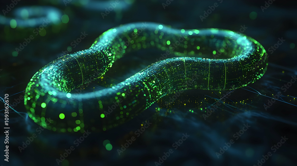 3D Abstract Background - Glowing Green Particles and Data Stream 3D Abstract Background - Glowing Green Particles and Data Stream
