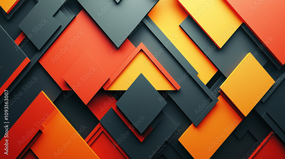Dynamic geometric shapes in vibrant red, orange, and gray colors create eye catching abstract background. layered design evokes sense of depth and modernity Dynamic geometric shapes in vibrant red, orange, and gray colors create eye catching abstract background. layered design evokes sense of depth and modernity