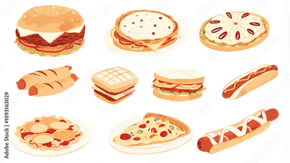 Big set of fast food icons. Vector illustration for your design. Big set of fast food icons. Vector illustration for your design.