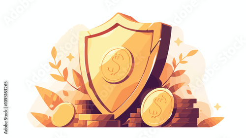 Secure Financial Shield Protection ICO Concept