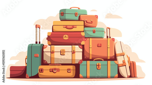 Professional Luggage Bags and Suitcase Plastic Case Displayed in a Piled Heap