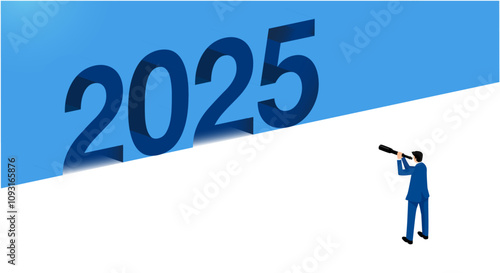 未来への展望：2025年を見据えたビジネスコンセプトイラスト、ベクター