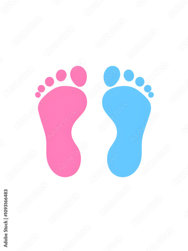 Foot prints icon. Pink and blue baby footprints icon with heart shape, isolated on white background. Vector illustration. Generative AI Foot prints icon. Pink and blue baby footprints icon with heart shape, isolated on white background. Vector illustration. Generative AI