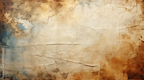 A paper with a brownish color background with a blue sky in the background