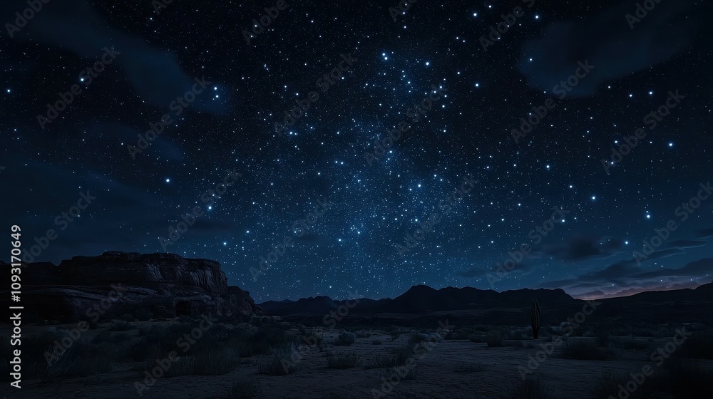 Obraz premium Captivating stargazing experience desert landscape night photography serene environment aerial view starry desert night sky for nature enthusiasts