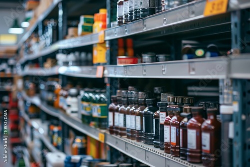 Wallpaper Mural Close up of shelves in an auto parts store Torontodigital.ca