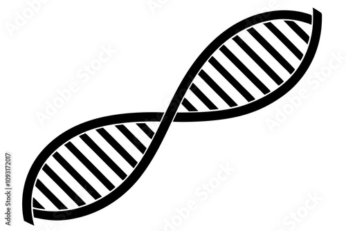 DNA Strand Silhouette - Double Helix with Intricate Details Vector Design