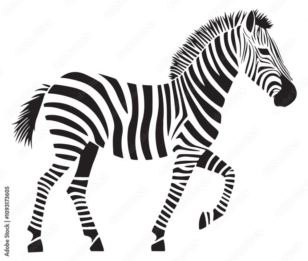 Obraz premium Zebra cartoon isolated on white background, Cartoon zebra silhouette icon